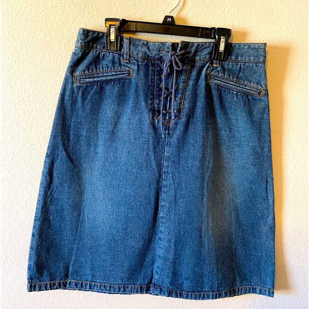 Halogen Lace Up 100% Cotton Denim Skirt